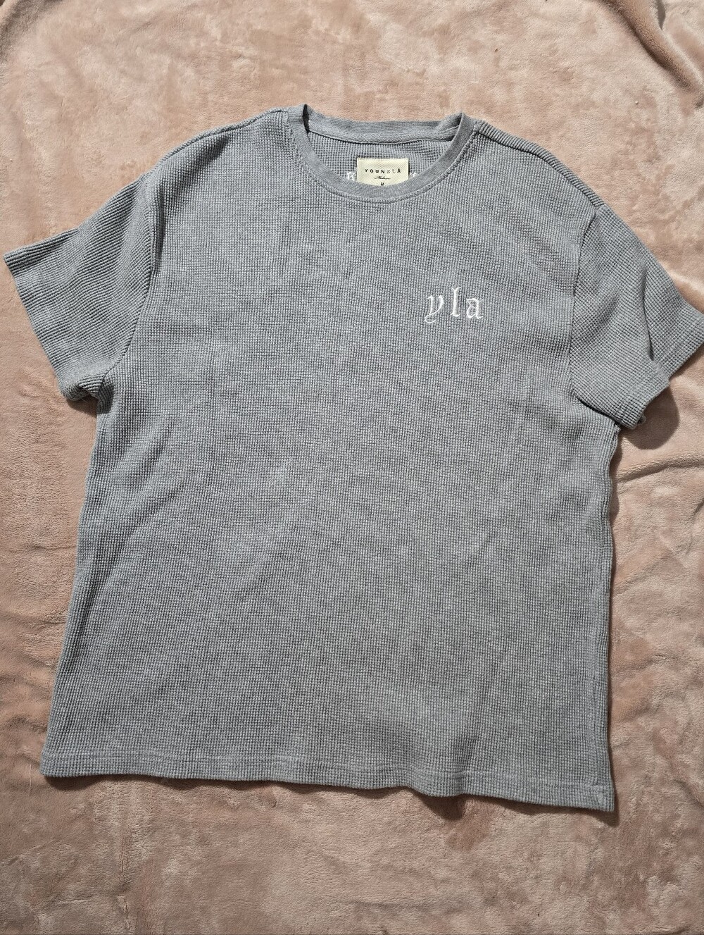 YoungLA Light Gray Waffle Crew Neck Tee